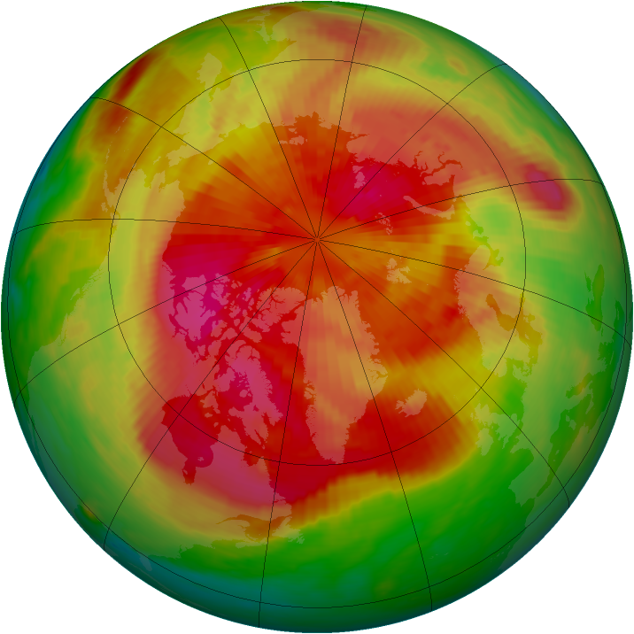 Arctic ozone map for 22 March 1989